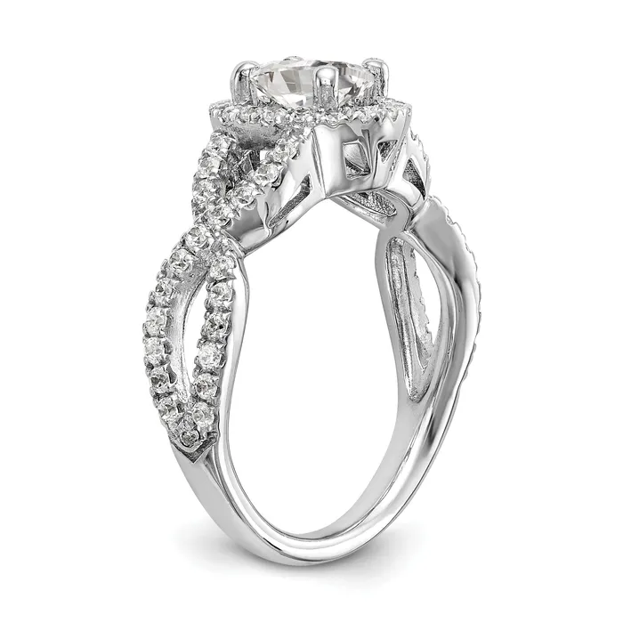 Goldiacom Rings 14K White Gold Diamond Oval CZ Oval Halo Engagement Ring