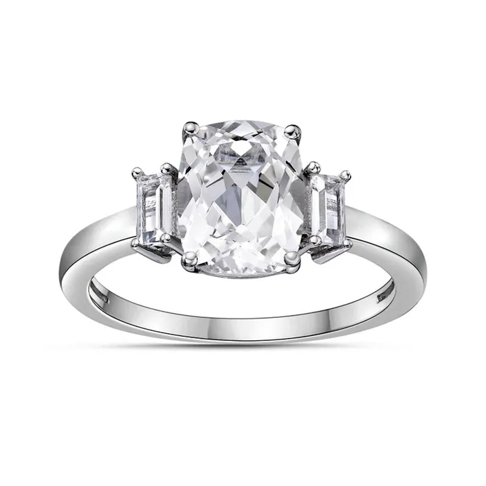 Goldia CushionCut and Baguette White LabCreated Sapphire Collar Ring in Sterling Silver Rings