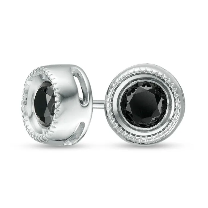 Goldia Earrings 05 CT TW Enhanced Black Diamond BezelSet Solitaire VintageStyle Stud Earrings in 10K White Gold