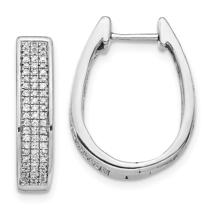 Goldia Earrings Solid 14k White Gold Simulated CZ Large Hinged Oval Hoop Earrings Goldia Earrings Solid 14k White Gold Simulated CZ Large Hinged Oval Hoop Earrings