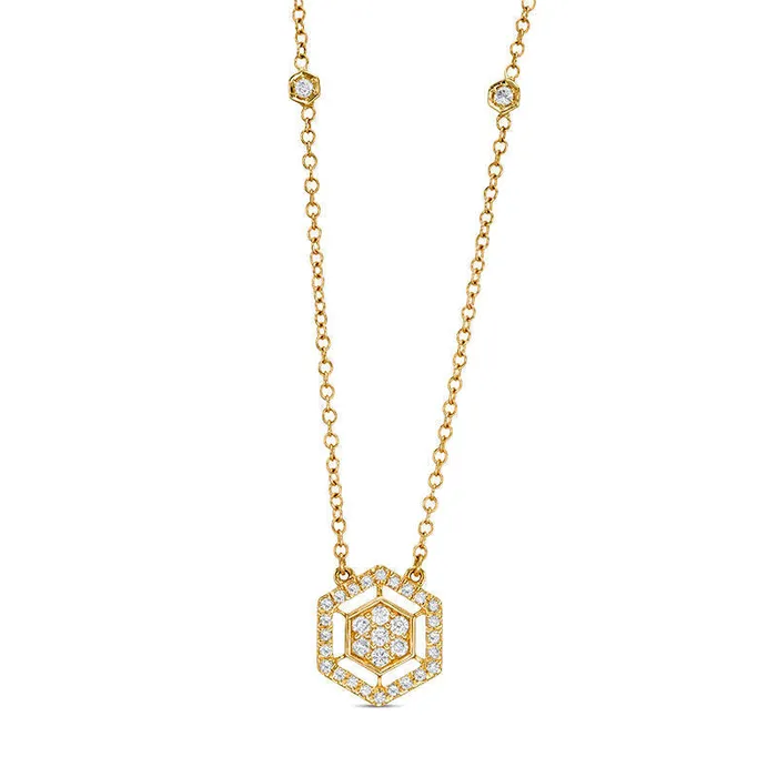 Goldia Necklaces 025 CT TW Natural Diamond Hexagon Frame Necklace in 14K Gold Goldia Necklaces 025 CT TW Natural Diamond Hexagon Frame Necklace in 14K Gold