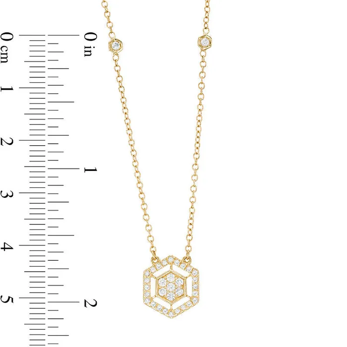 Goldia Necklaces 025 CT TW Natural Diamond Hexagon Frame Necklace in 14K Gold Goldia Necklaces 025 CT TW Natural Diamond Hexagon Frame Necklace in 14K Gold