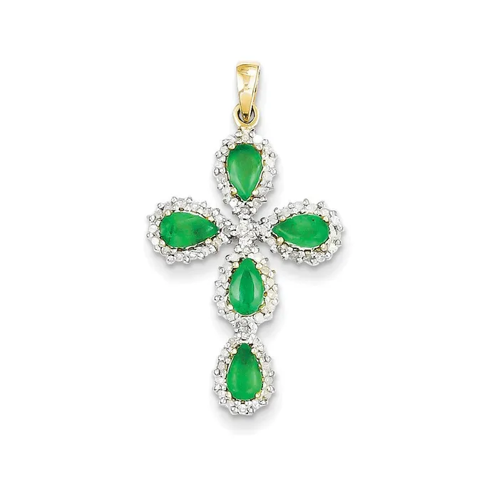 Goldia Necklaces 14K Yellow Gold Real Diamond u0026 Emerald Cross Pendant Goldia Necklaces 14K Yellow Gold Real Diamond u0026 Emerald Cross Pendant