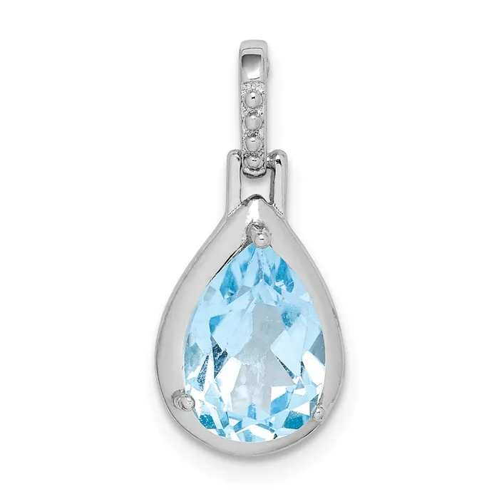 Goldia Necklaces Sterling Silver Rhodiumplated Blue Topaz Teardrop Pendant