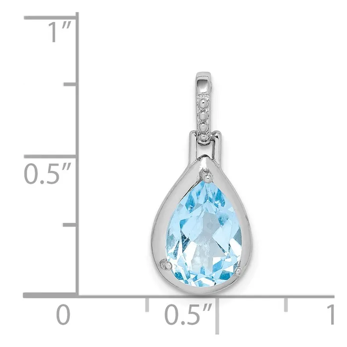 Goldia Necklaces Sterling Silver Rhodiumplated Blue Topaz Teardrop Pendant