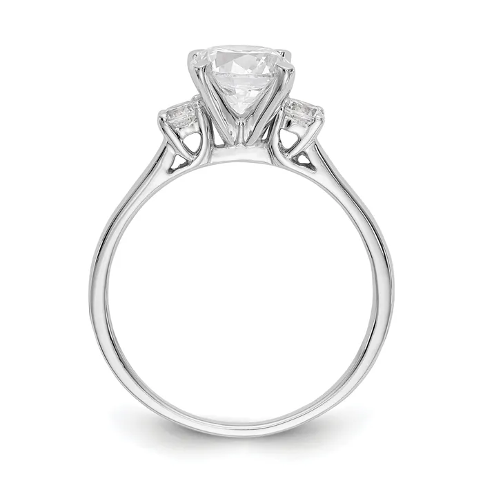 Goldia Rings 020ct CZ Solid Real 14K White Gold 3Stone Peg Set Engagement Ring