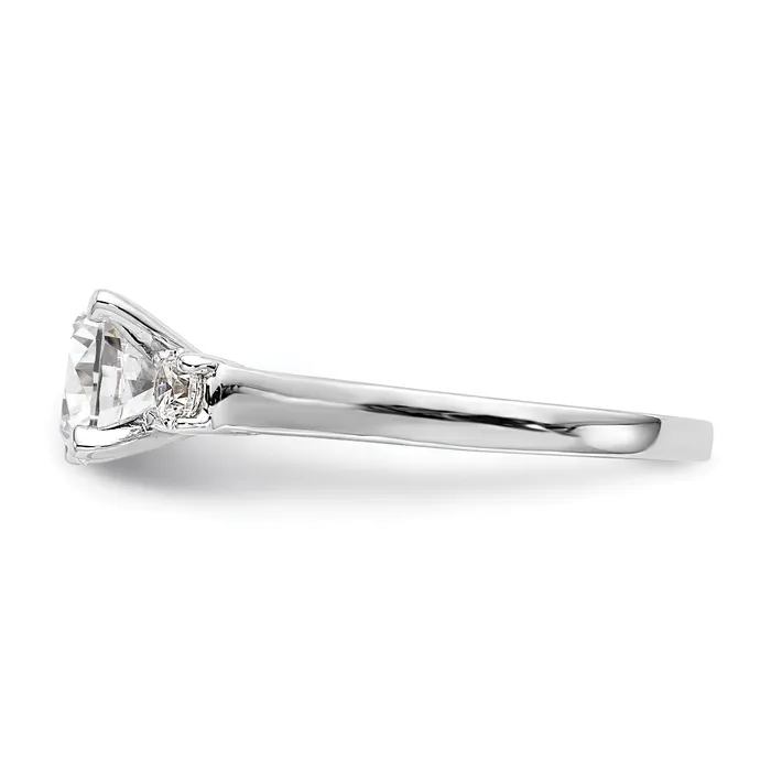 Goldia Rings 020ct CZ Solid Real 14K White Gold 3Stone Peg Set Engagement Ring