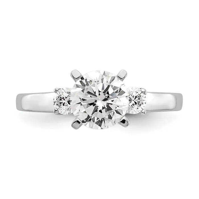 Goldia Rings 020ct CZ Solid Real 14K White Gold 3Stone Peg Set Engagement Ring