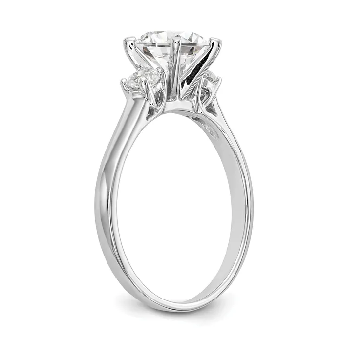Goldia Rings 020ct CZ Solid Real 14K White Gold 3Stone Peg Set Engagement Ring