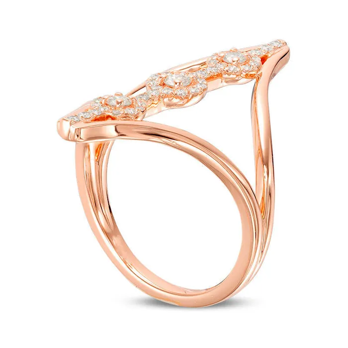 Goldia Rings 033 CT TW Natural Diamond Three Stone Frame Open Linear Ring in Solid 10K Rose Gold Goldia Rings 033 CT TW Natural Diamond Three Stone Frame Open Linear Ring in Solid 10K Rose Gold