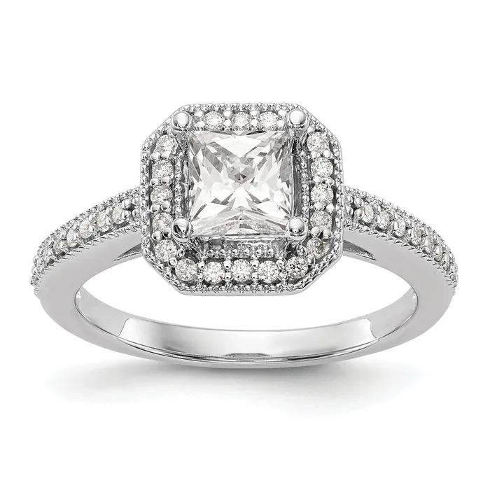Goldia Rings 033ct CZ Solid Real 14K White Gold Princess Square Halo Engagement Ring Goldia Rings 033ct CZ Solid Real 14K White Gold Princess Square Halo Engagement Ring