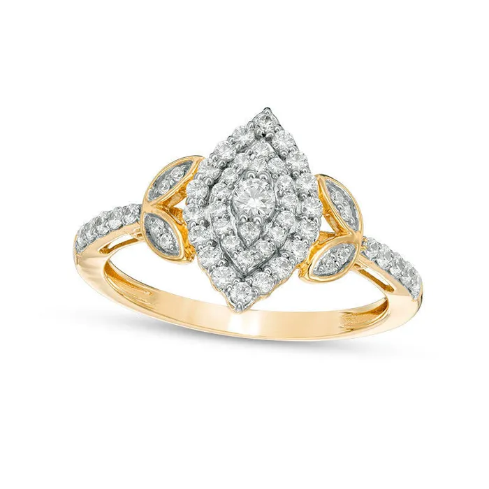 Goldia Rings 050 CT TW Natural Diamond Double Marquise Frame PetalSides Engagement Ring in Solid 10K Yellow Gold Goldia Rings 050 CT TW Natural Diamond Double Marquise Frame PetalSides Engagement Ring in Solid 10K Yellow Gold