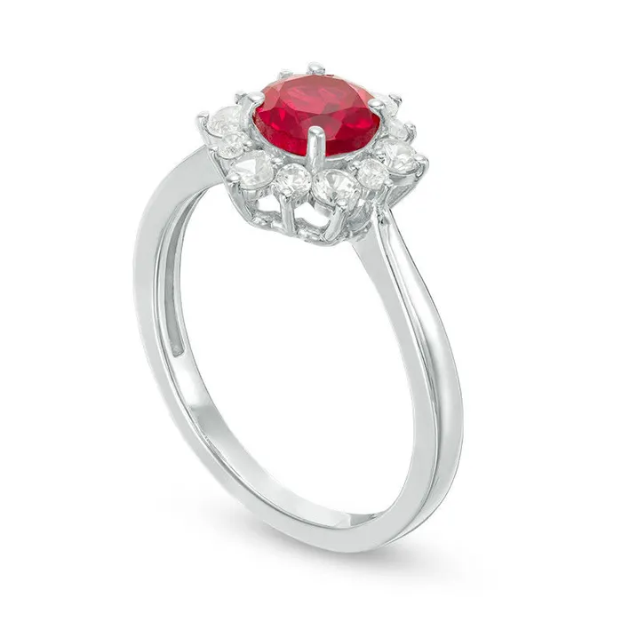 Goldia Rings 60mm LabCreated Ruby and White Sapphire Sunburst Ring in Sterling Silver Goldia Rings 60mm LabCreated Ruby and White Sapphire Sunburst Ring in Sterling Silver