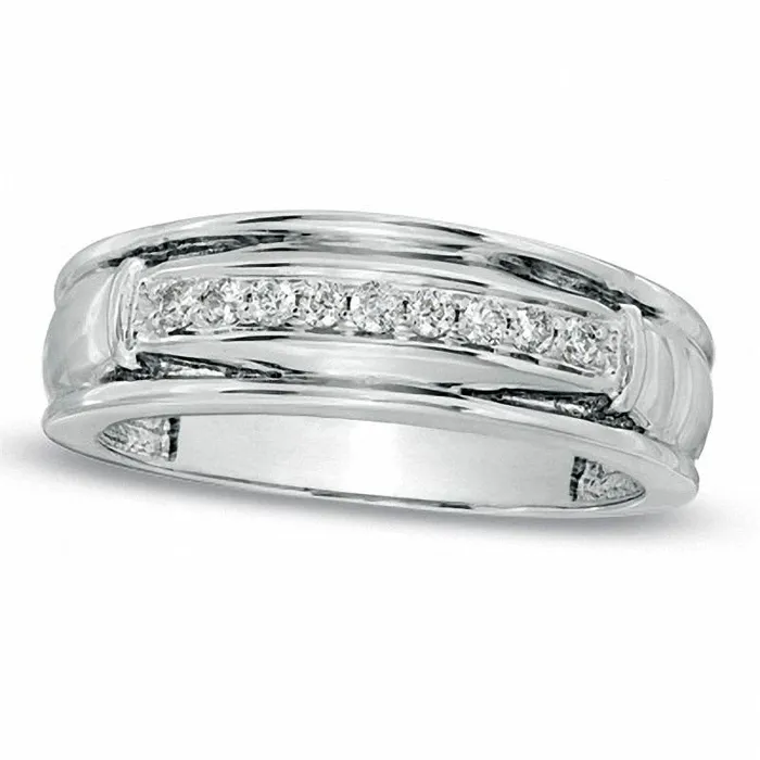 Goldia Rings Mens 017 CT TW Natural Diamond Wedding Band in Solid 10K White Gold Goldia Rings Mens 017 CT TW Natural Diamond Wedding Band in Solid 10K White Gold