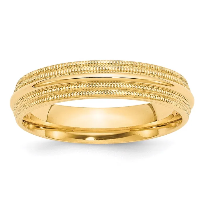 Goldia Rings Solid 14K Yellow Gold 5mm Double Milgrain Comfort Fit MensWomens Wedding Band Ring Size 135 Goldia Rings Solid 14K Yellow Gold 5mm Double Milgrain Comfort Fit MensWomens Wedding Band Ring Size 135