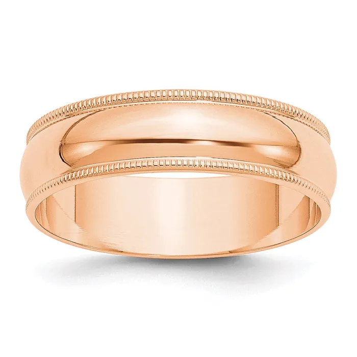 Goldia Rings Solid 14K Yellow Gold Rose Gold 6mm Light Weight Milgrain Half Round MensWomens Wedding Band Ring Size 12 Goldia Rings Solid 14K Yellow Gold Rose Gold 6mm Light Weight Milgrain Half Round MensWomens Wedding Band Ring Size 12