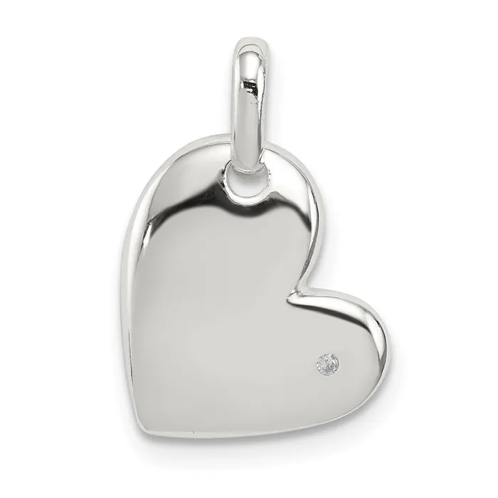 Goldia Sterling Silver Polished Diamond Heart Pendant Necklaces