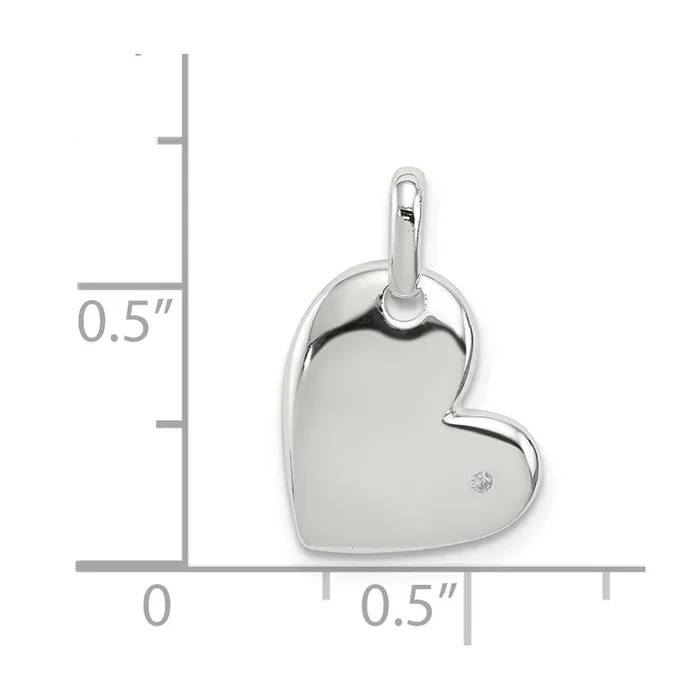 Goldia Sterling Silver Polished Diamond Heart Pendant Necklaces