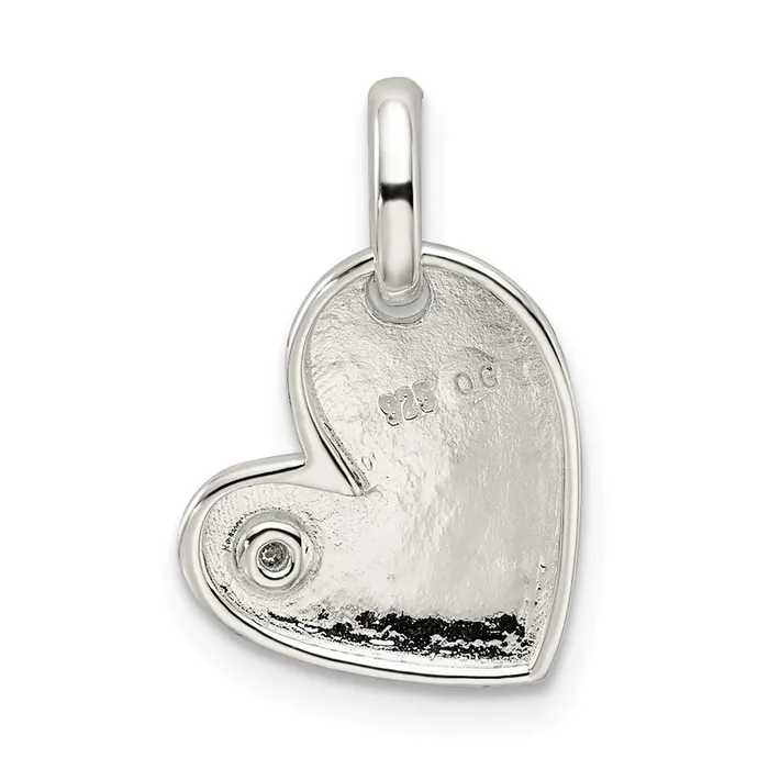 Goldia Sterling Silver Polished Diamond Heart Pendant Necklaces