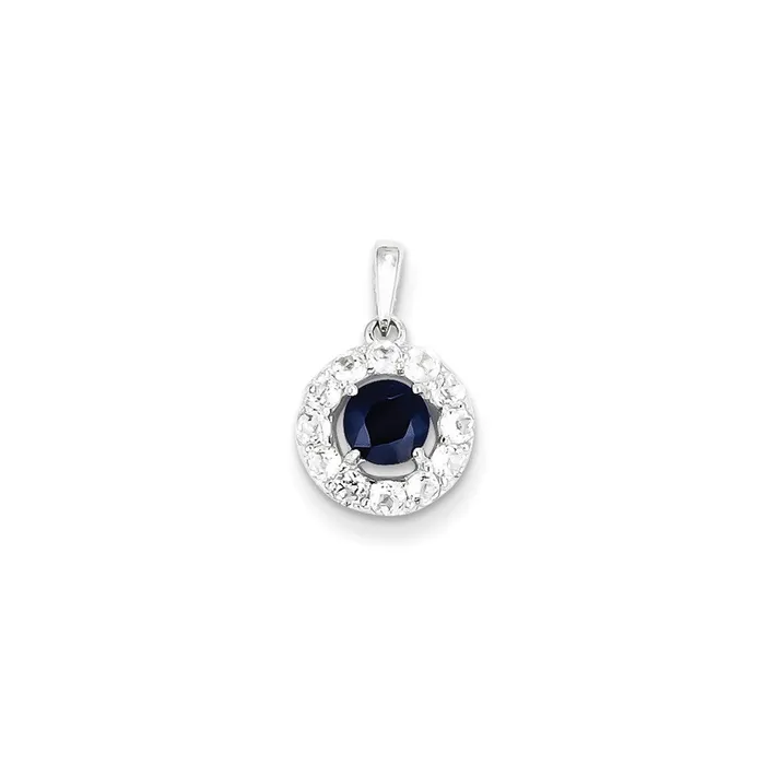 Goldia Sterling Silver Rhodium Plated White Topaz u0026 Sapphire Pendant Necklaces Goldia Sterling Silver Rhodium Plated White Topaz u0026 Sapphire Pendant Necklaces
