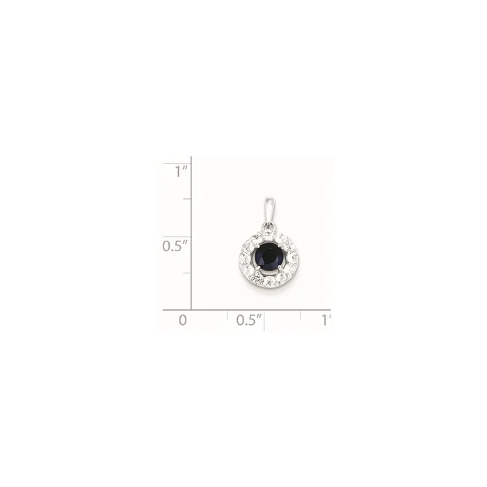 Goldia Sterling Silver Rhodium Plated White Topaz u0026 Sapphire Pendant Necklaces