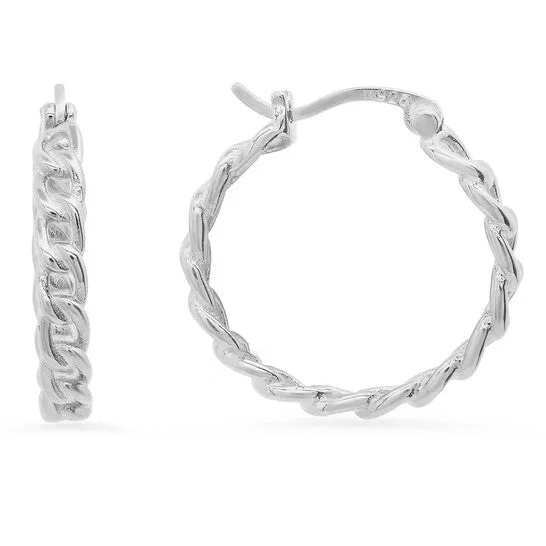 JMS always Earrings Original Kylie Harper Sterling Silver Curb Chain Hoop Earrings JMS always Earrings Original Kylie Harper Sterling Silver Curb Chain Hoop Earrings