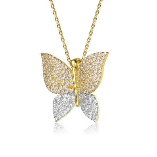 JMS always Original Megan Walford 14k Yellow Gold RhodiumPlated with Cubic Zirconia Butterfly Pendant Necklace in Sterling Silver Necklaces JMS always Original Megan Walford 14k Yellow Gold RhodiumPlated with Cubic Zirconia Butterfly Pendant Necklace in Sterling Silver Necklaces