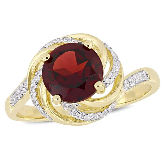 JMS always Rings Original Amour 004 CT Diamond and 2 17 CT TGW Garnet w White Topaz Halo Ring Yellow in Sterling Silver JMS always Rings Original Amour 004 CT Diamond and 2 17 CT TGW Garnet w White Topaz Halo Ring Yellow in Sterling Silver