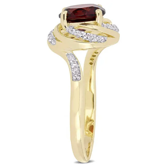 JMS always Rings Original Amour 004 CT Diamond and 2 17 CT TGW Garnet w White Topaz Halo Ring Yellow in Sterling Silver JMS always Rings Original Amour 004 CT Diamond and 2 17 CT TGW Garnet w White Topaz Halo Ring Yellow in Sterling Silver