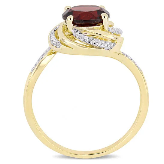 JMS always Rings Original Amour 004 CT Diamond and 2 17 CT TGW Garnet w White Topaz Halo Ring Yellow in Sterling Silver JMS always Rings Original Amour 004 CT Diamond and 2 17 CT TGW Garnet w White Topaz Halo Ring Yellow in Sterling Silver