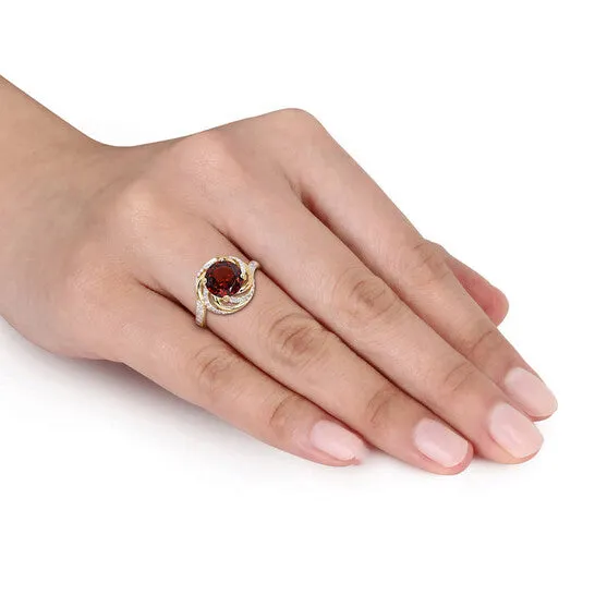 JMS always Rings Original Amour 004 CT Diamond and 2 17 CT TGW Garnet w White Topaz Halo Ring Yellow in Sterling Silver JMS always Rings Original Amour 004 CT Diamond and 2 17 CT TGW Garnet w White Topaz Halo Ring Yellow in Sterling Silver