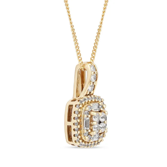 Necklaces 05 CT TW Composite Cushion Natural Diamond Frame Pendant in 10K Yellow Gold Goldia Necklaces 05 CT TW Composite Cushion Natural Diamond Frame Pendant in 10K Yellow Gold Goldia