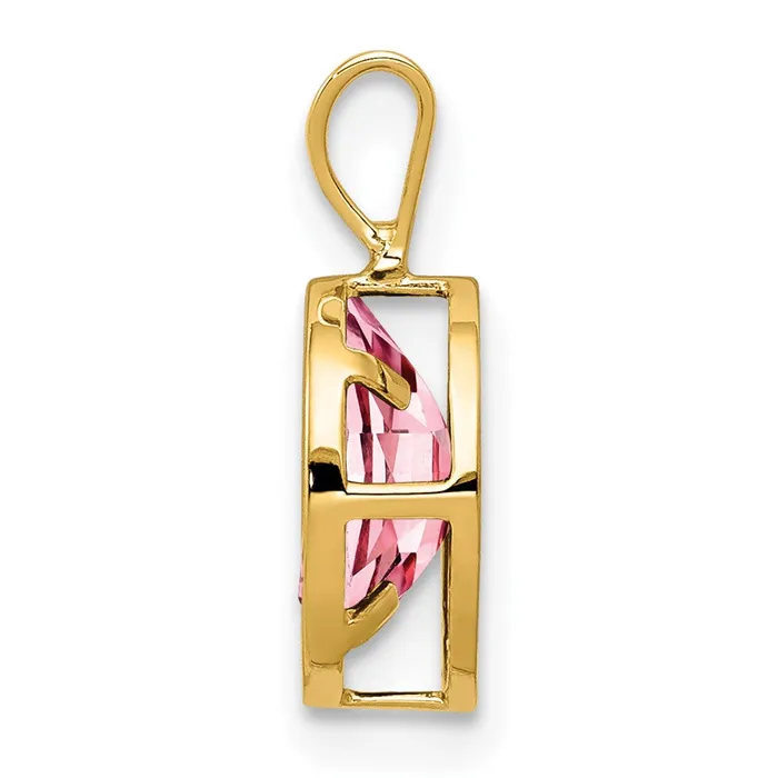 Necklaces 14k Yellow Gold 8x6mm Oval Pink Tourmaline bezel pendant Goldia