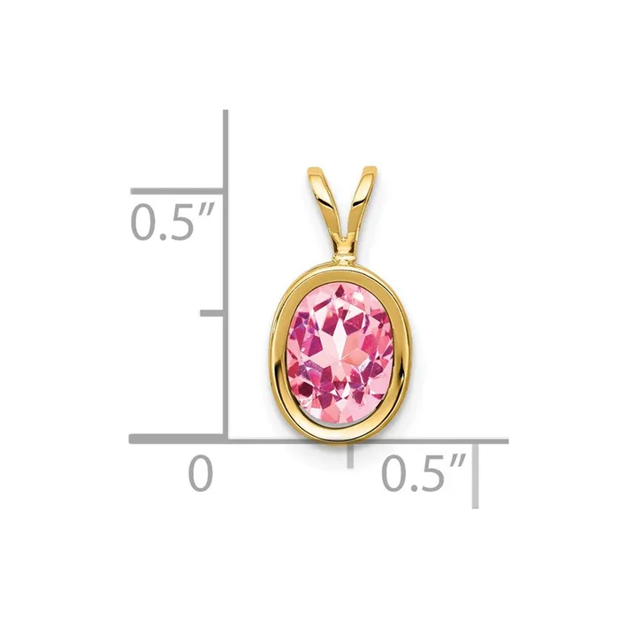 Necklaces 14k Yellow Gold 8x6mm Oval Pink Tourmaline bezel pendant Goldia