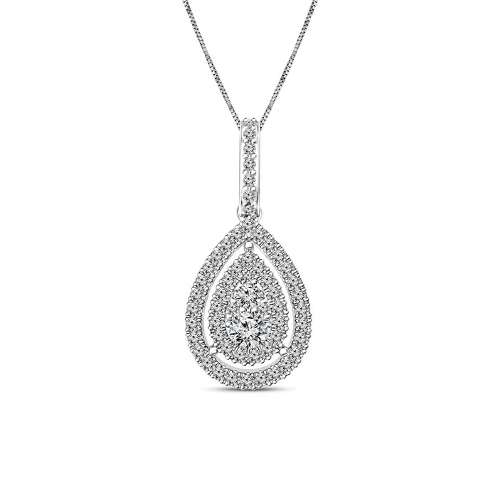 Necklaces Goldia 05 CT TW Composite PearShaped Natural Diamond Frame Pendant in 10K White Gold Necklaces Goldia 05 CT TW Composite PearShaped Natural Diamond Frame Pendant in 10K White Gold