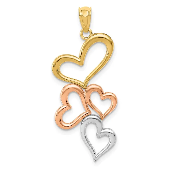 Necklaces Goldia 14k Yellow Rhodium Gold wRose and White Rhodium Hearts Pendant Necklaces Goldia 14k Yellow Rhodium Gold wRose and White Rhodium Hearts Pendant
