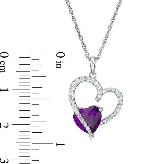 Necklaces Goldia 80mm Amethyst and LabCreated White Sapphire Tilted Heart Pendant in Sterling Silver Necklaces Goldia 80mm Amethyst and LabCreated White Sapphire Tilted Heart Pendant in Sterling Silver
