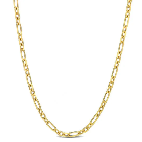 Necklaces JMS always Original AMOUR 3mm Diamond Cut Figaro Chain Necklace In Yellow Plated Sterling Silver 20 In Necklaces JMS always Original AMOUR 3mm Diamond Cut Figaro Chain Necklace In Yellow Plated Sterling Silver 20 In