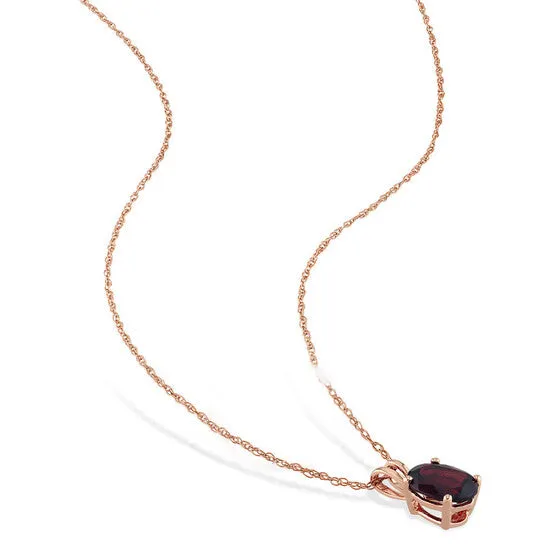 Necklaces JMS always Original AMOUR Oval Garnet Solitaire Pendant with Chain In 10K Rose Gold Necklaces JMS always Original AMOUR Oval Garnet Solitaire Pendant with Chain In 10K Rose Gold