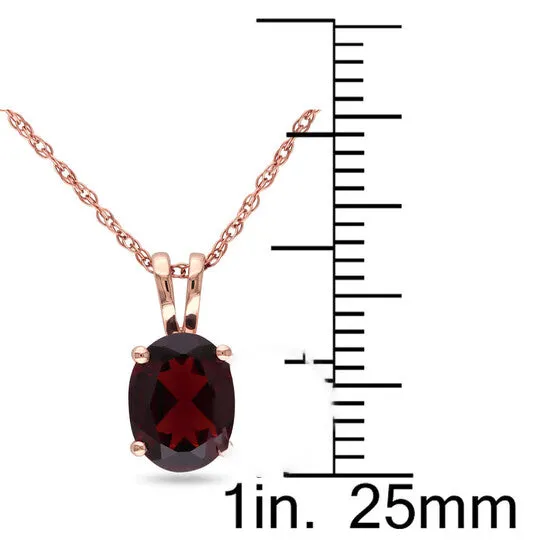 Necklaces JMS always Original AMOUR Oval Garnet Solitaire Pendant with Chain In 10K Rose Gold Necklaces JMS always Original AMOUR Oval Garnet Solitaire Pendant with Chain In 10K Rose Gold