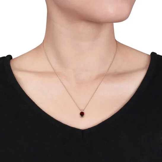 Necklaces JMS always Original AMOUR Oval Garnet Solitaire Pendant with Chain In 10K Rose Gold Necklaces JMS always Original AMOUR Oval Garnet Solitaire Pendant with Chain In 10K Rose Gold