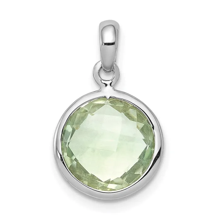 Necklaces Sterling Silver Rhodiumplated Green Quartz Pendant Goldia