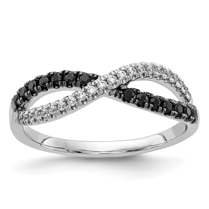 Rings 14k White Gold Black and White Real Diamond Twisted Ring Goldiacom