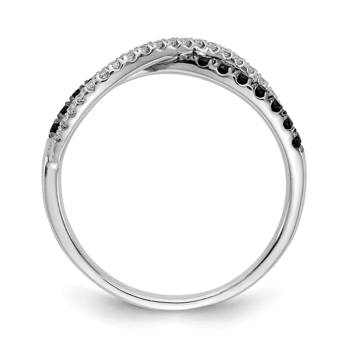 Rings 14k White Gold Black and White Real Diamond Twisted Ring Goldiacom