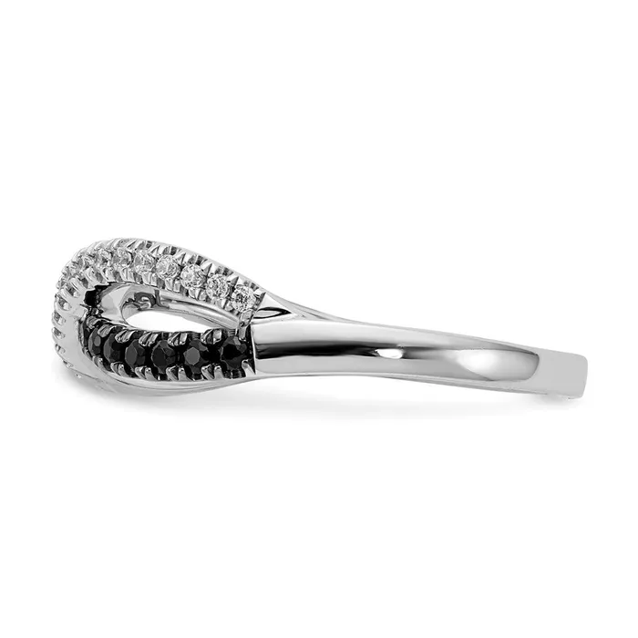 Rings 14k White Gold Black and White Real Diamond Twisted Ring Goldiacom