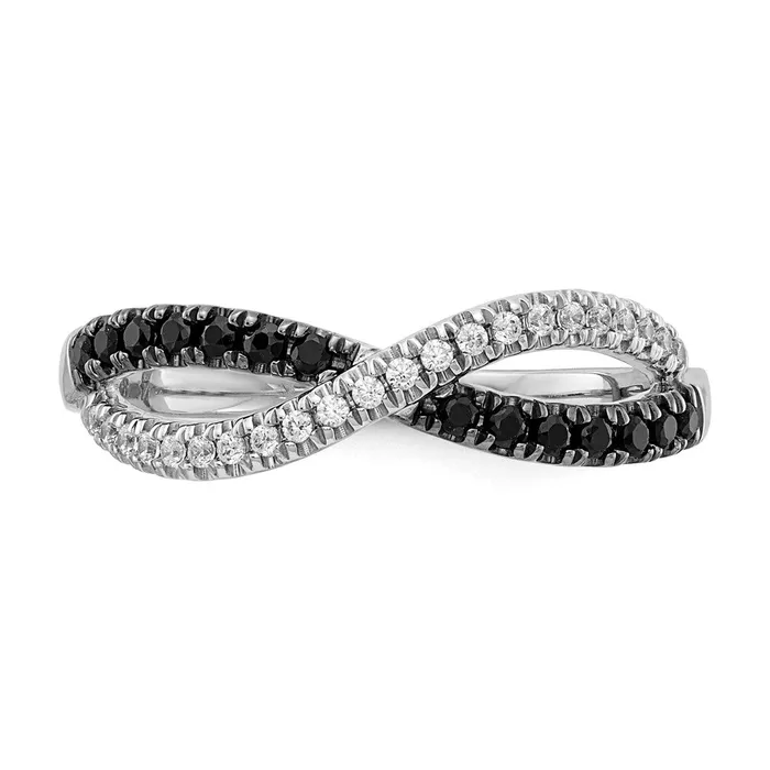 Rings 14k White Gold Black and White Real Diamond Twisted Ring Goldiacom