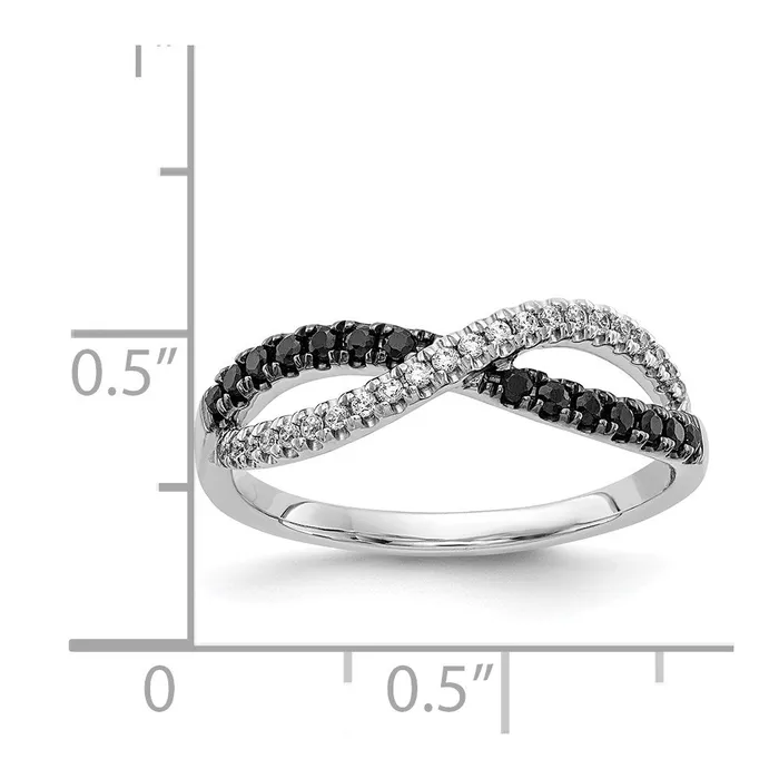 Rings 14k White Gold Black and White Real Diamond Twisted Ring Goldiacom