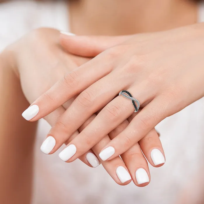 Rings 14k White Gold Black and White Real Diamond Twisted Ring Goldiacom