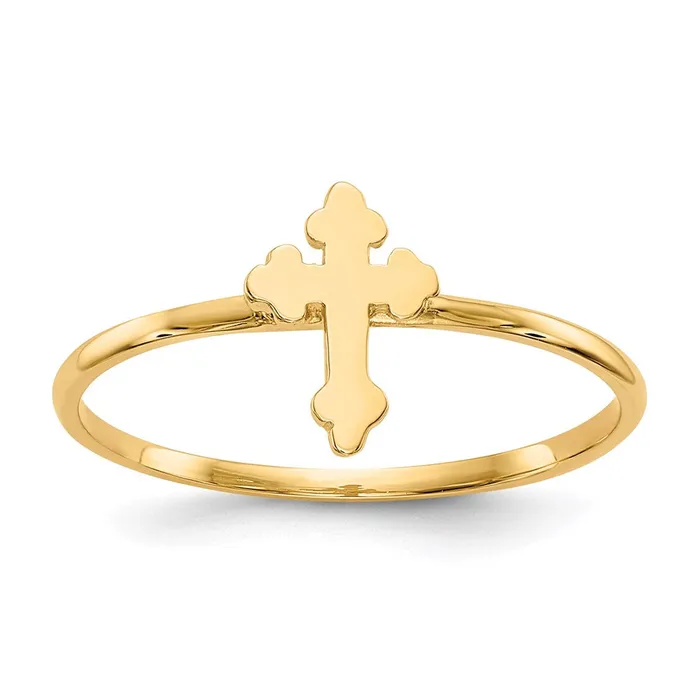 Rings 14K Yellow Gold Polished Cross Ring Goldia