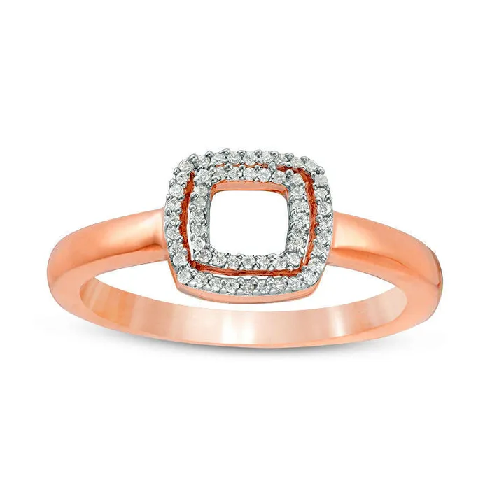 Rings Goldia 010 CT TW Natural Diamond Double Square Ring in Solid 10K Rose Gold Rings Goldia 010 CT TW Natural Diamond Double Square Ring in Solid 10K Rose Gold